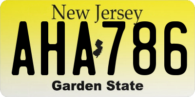 NJ license plate AHA786