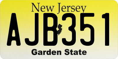 NJ license plate AJB351