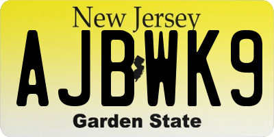 NJ license plate AJBWK9