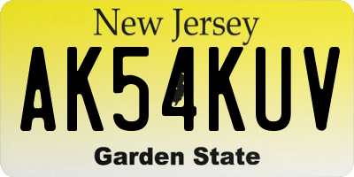 NJ license plate AK54KUV