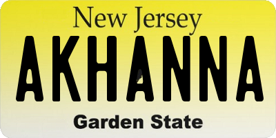 NJ license plate AKHANNA