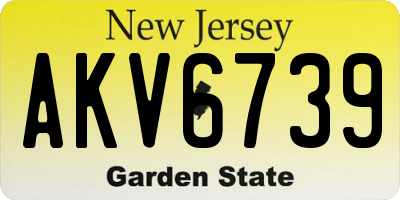 NJ license plate AKV6739