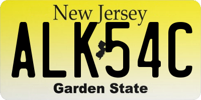 NJ license plate ALK54C