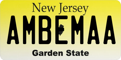 NJ license plate AMBEMAA