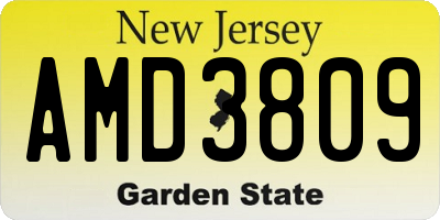 NJ license plate AMD3809