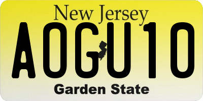 NJ license plate AOGU10