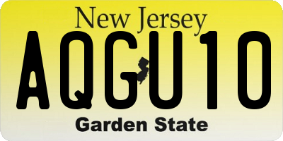 NJ license plate AQGU10