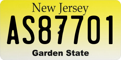 NJ license plate AS87701