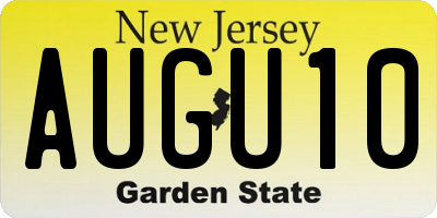 NJ license plate AUGU10