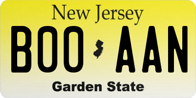 NJ license plate B00AAN