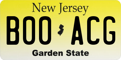 NJ license plate B00ACG