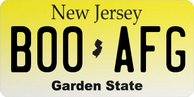 NJ license plate B00AFG