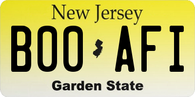 NJ license plate B00AFI