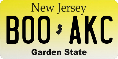 NJ license plate B00AKC