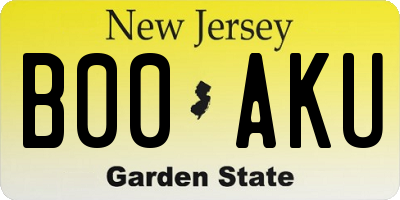 NJ license plate B00AKU