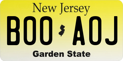 NJ license plate B00AOJ