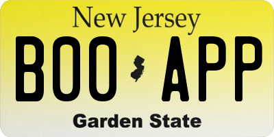NJ license plate B00APP