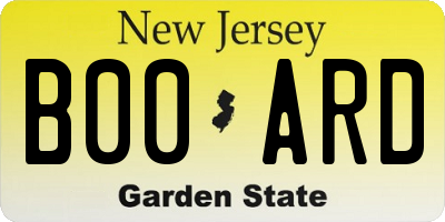 NJ license plate B00ARD