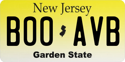 NJ license plate B00AVB
