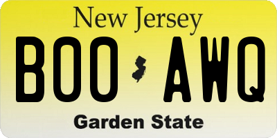 NJ license plate B00AWQ