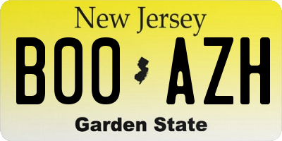 NJ license plate B00AZH