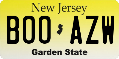 NJ license plate B00AZW