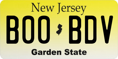 NJ license plate B00BDV