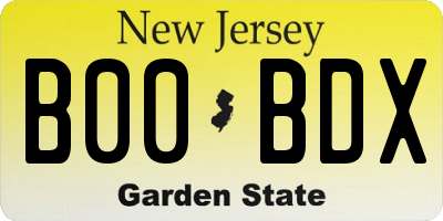 NJ license plate B00BDX