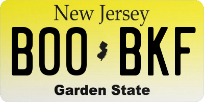 NJ license plate B00BKF