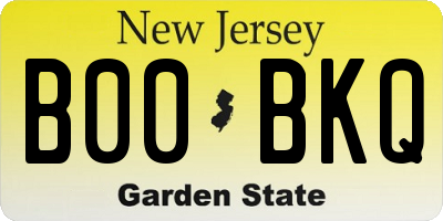 NJ license plate B00BKQ