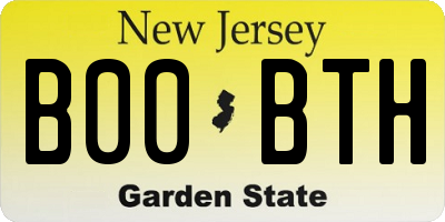 NJ license plate B00BTH