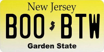 NJ license plate B00BTW