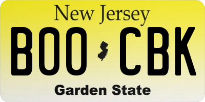 NJ license plate B00CBK