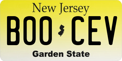 NJ license plate B00CEV