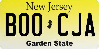 NJ license plate B00CJA
