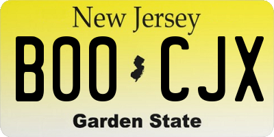 NJ license plate B00CJX