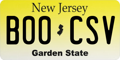 NJ license plate B00CSV