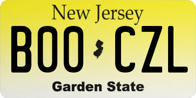 NJ license plate B00CZL