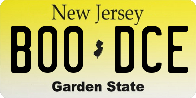 NJ license plate B00DCE