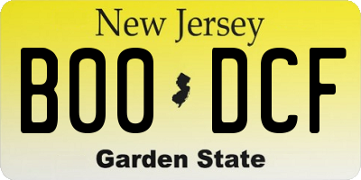 NJ license plate B00DCF