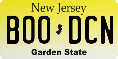 NJ license plate B00DCN