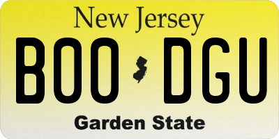 NJ license plate B00DGU