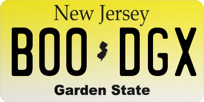 NJ license plate B00DGX
