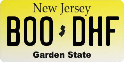 NJ license plate B00DHF