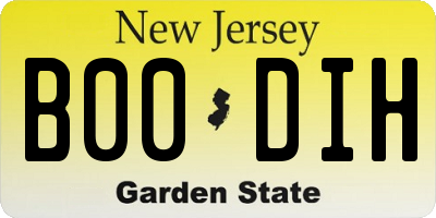 NJ license plate B00DIH