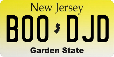NJ license plate B00DJD