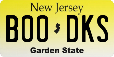 NJ license plate B00DKS