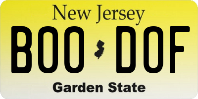 NJ license plate B00DOF