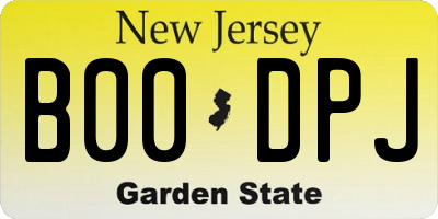 NJ license plate B00DPJ