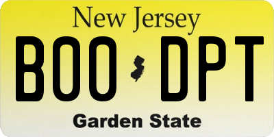 NJ license plate B00DPT